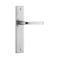 Iver Annecy Door Lever Handle on Chamfered Backplate Passage Brushed Chrome 12288