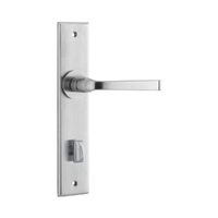 Iver Annecy Door Lever Handle on Chamfered Backplate Privacy Brushed Chrome 12288P85