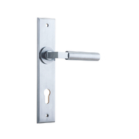 Iver Berlin Door Lever Handle on Chamfered Rectangular Backplate Euro Brushed Chrome 12294E85