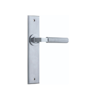 Iver Brunswick Door Lever Handle on Chamfered Backplate Passage Brushed Chrome 12296