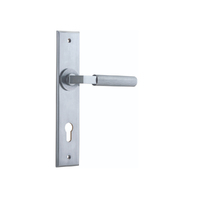 Iver Brunswick Door Lever Handle on Chamfered Backplate Entrance Brushed Chrome 12296E85