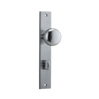 Iver Cambridge Door Knob on Rectangular Backplate Privacy Brushed Chrome 12322P85