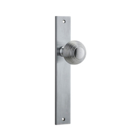 Iver Guildford Door Knob on Rectangular Backplate Passage Brushed Chrome 12324