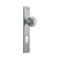 Iver Guildford Door Knob on Rectangular Backplate Euro Brushed Chrome 12324E85