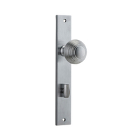 Iver Guildford Door Knob on Rectangular Backplate Privacy Brushed Chrome 12324P85