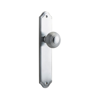 Iver Guildford Door Knob on Shouldered Backplate Passage Brushed Chrome 12330