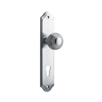 Iver Guildford Door Knob on Shouldered Backplate Euro Brushed Chrome 12330E85