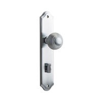 Iver Guildford Door Knob on Shouldered Backplate Privacy Brushed Chrome 12330P85