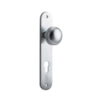 Iver Paddington Door Knob on Oval Backplate Euro Brushed Chrome 12332E85