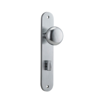 Iver Cambridge Door Knob on Oval Backplate Privacy Brushed Chrome 12334P85