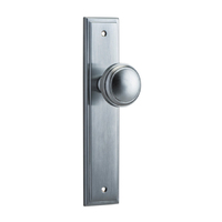 Iver Paddington Door Knob on Stepped Backplate Passage Brushed Chrome 12338