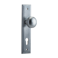 Restocking Soon: ETA Mid October - Iver Paddington Door Knob on Stepped Backplate Euro Brushed Chrome 12338E85