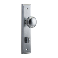 Iver Paddington Door Knob on Stepped Backplate Privacy Brushed Chrome 12338P85