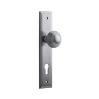 Iver Guildford Door Knob on Stepped Backplate Euro Brushed Chrome 12342E85