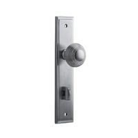 Iver Guildford Door Knob on Stepped Backplate Privacy Brushed Chrome 12342P85