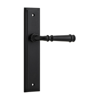 Iver Verona Door Lever Handle on Stepped Backplate Passage Matt Black 12742