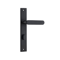 Iver Bronte Door Lever Handle on Rectangular Backplate Privacy Matt Black 12748P85