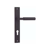 Iver Berlin Door Lever Handle on Rectangular Backplate Entrance Matt Black 12750E85