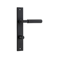 Iver Brunswick Door Lever Handle on Rectangular Backplate Privacy Matt Black 12752P85