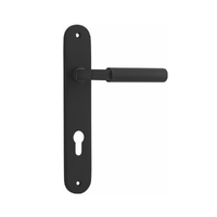 Iver Berlin Door Lever Handle on Oval Backplate Euro Matt Black 12766E85