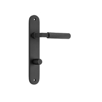 Iver Brunswick Door Lever Handle on Oval Backplate Privacy Matt Black 12768P85