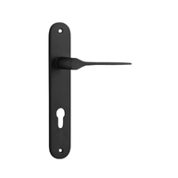 Iver Como Door Lever Handle on Oval Backplate Euro Matt Black 12770E85