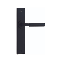 Iver Berlin Door Lever Handle on Chamfered Rectangular Backplate Passage Matt Black 12794