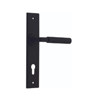 Iver Berlin Door Lever Handle on Chamfered Rectangular Backplate Euro Matt Black 12794E85