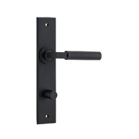 Iver Berlin Door Lever Handle on Chamfered Rectangular Backplate Privacy Matt Black 12794P85