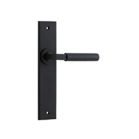 Iver Brunswick Door Lever Handle on Chamfered Backplate Passage Matt Black 12796