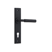 Iver Brunswick Door Lever Handle on Chamfered Backplate Entrance Matt Black 12796E85