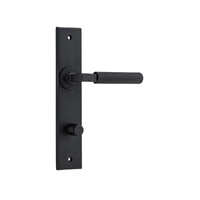 Iver Brunswick Door Lever Handle on Chamfered Backplate Privacy Matt Black 12796P85