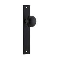 Iver Paddington Door Knob on Rectangular Backplate Passage Matt Black 12820