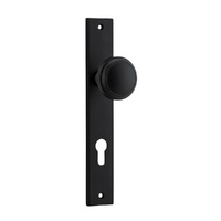 Iver Paddington Door Knob on Rectangular Backplate Euro Matt Black 12820E85