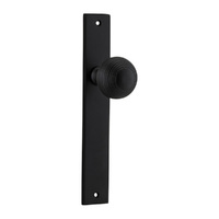 Iver Guildford Door Knob on Rectangular Backplate Passage Matt Black 12824