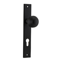 Iver Guildford Door Knob on Rectangular Backplate Euro Matt Black 12824E85