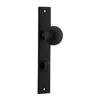 Iver Guildford Door Knob on Rectangular Backplate Privacy Matt Black 12824P85