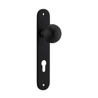 Iver Guildford Door Knob on Oval Backplate Euro Matt Black 12836E85