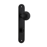 Iver Guildford Door Knob on Oval Backplate Privacy Matt Black 12836P85