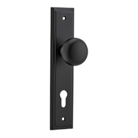 Iver Cambridge Door Knob on Stepped Backplate Euro Matt Black 12840E85