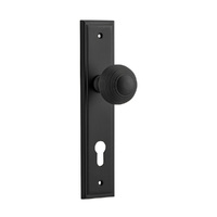 Iver Guildford Door Knob on Stepped Backplate Euro Matt Black 12842E85