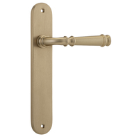 Iver Verona Door Lever Handle on Oval Backplate Passage Brushed Brass 13230