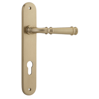 Iver Verona Door Lever Handle on Oval Backplate Euro Brushed Brass 13230E85