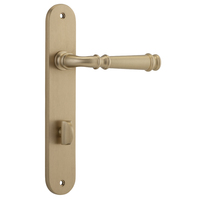 Iver Verona Door Lever Handle on Oval Backplate Privacy Brushed Brass 13230P85