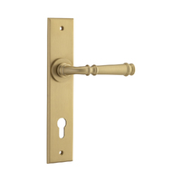 Iver Verona Door Lever Handle on Chamfered Backplate Euro Brushed Brass 13286E85