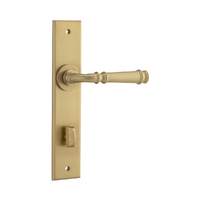 Iver Verona Door Lever Handle on Chamfered Backplate Privacy Brushed Brass 13286P85