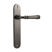 Iver Verona Door Lever Handle on Oval Backplate Passage Distressed Nickel 13730