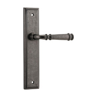 Iver Verona Lever Handle on Stepped Backplate Passage Distressed Nickel 13742