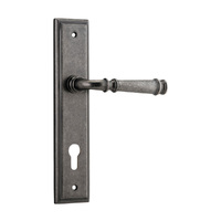 Iver Verona Lever Handle on Stepped Backplate Euro Distressed Nickel 13742E85