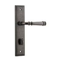 Iver Verona Lever Handle on Stepped Backplate Privacy Distressed Nickel 13742P85